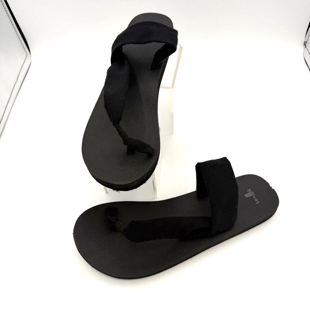 Sanuk Yoga Mat Sandals Womens Black 10 Flip Flop Comfort Lightweight Casual